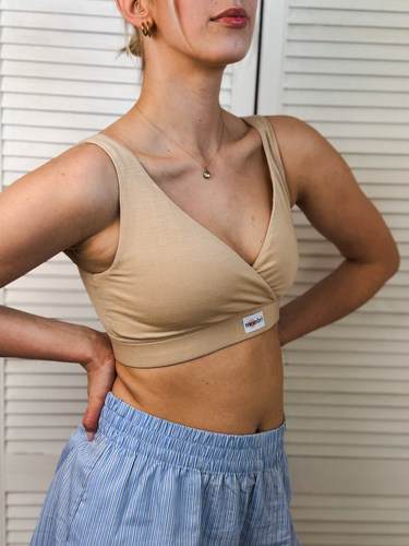 Mombri Klasyk Milk&Love nieprzemakalny biustonosz do karmienia beżowy