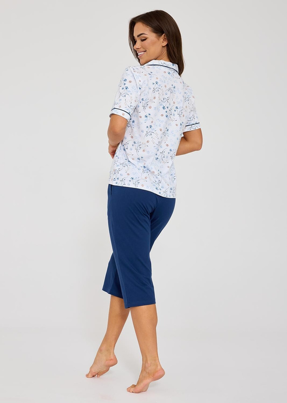 Cornette Yvonne 347/347 piżama damska bawełniana rozpinana kwiaty 7/8