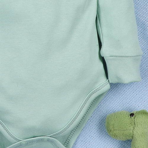 ABN-5566 Dino Explorer Body z bawełny organicznej Nini miętowy– bawełna organiczna, długi rękaw