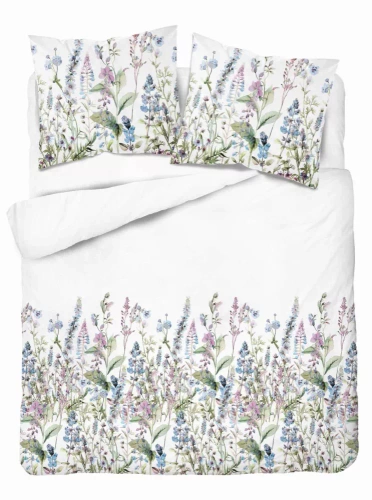 5485 B Pościel satynowa Detexpol Satin Stories biały-niebieski | 100% bawełna, splot satynowy, zamek, opakowanie prezentowe