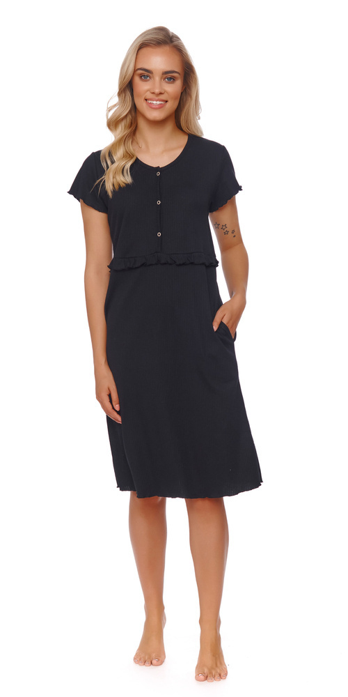 4543 Koszula Nocna ciążowa i do karmienia Doctor Nap - black