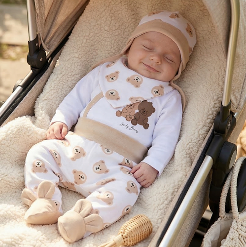 ABK-0048 Sweet Bears Komplet niemowlęcy z bawełny organicznej Nini