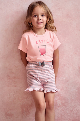 3149, 3150 Frankie Piżama dla dziewczynki Taro - morelowa