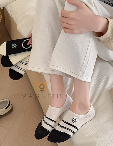 Baleriny damskie CC-251109 Magnetis bawełniane – stopki z silikonem na pięcie