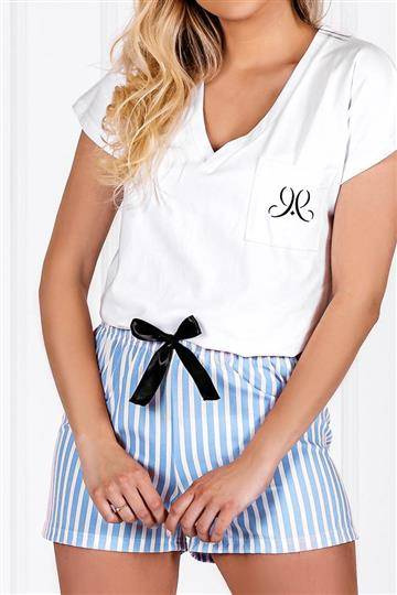 Nicole piżama damska Momenti Per Me white-baby blue