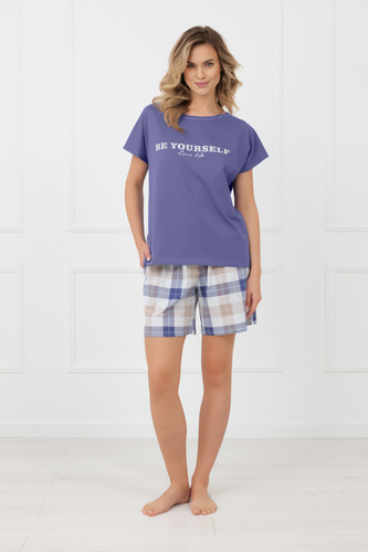 Piżama damska Rima Italian Fashion 100% bawełna krótki rękaw szorty-jeansowa
