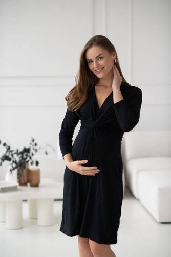 Loop Sukienka ciążowa i do karmienia rękaw 7/8 Milk&Love czarny