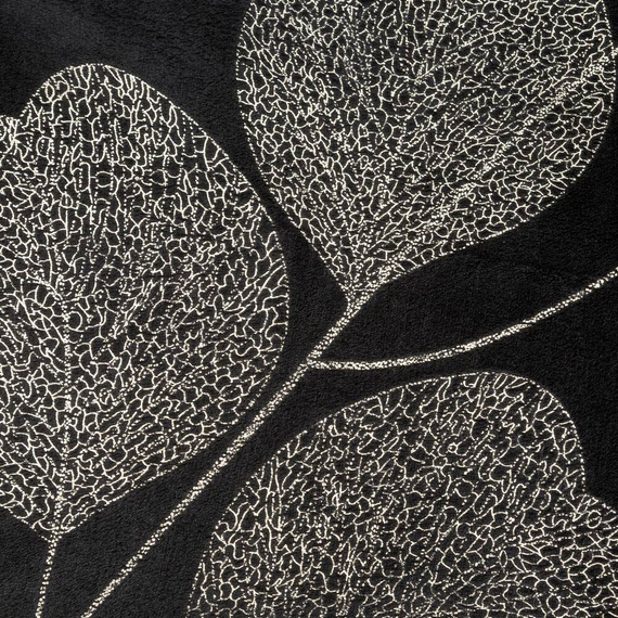 Ginko 2 Koc narzuta z mikrofibry z błyszczącym nadrukiem liści Eurofirany miodowy