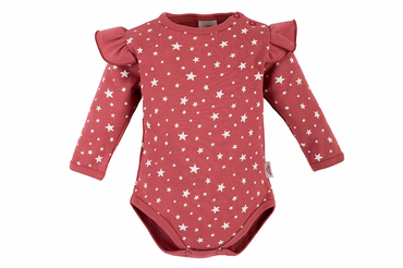 03229TRD "Stars" Body z długim rękawem Makoma ciemny róż