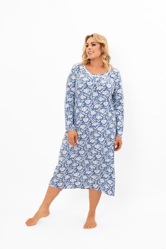 Koszula nocna damska Boma – długi rękaw, bawełna Italian Fashion