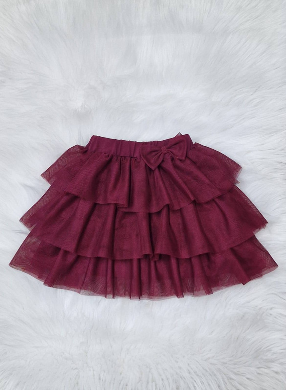 Mia Spódniczka tiulowa Bambarillo bordowa– dziewczęca, elegancka i lekka