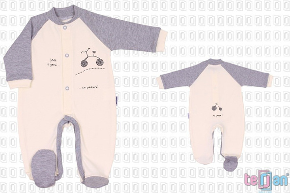 Pajac bawełniany niemowlęcy "BIKE" różowy