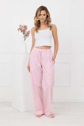 Spodnie damskie Faro Italian Fashion 100% bawełna szeroka nogawka- różowe