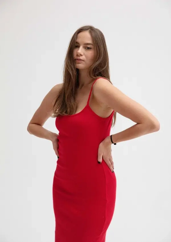 DK-K-P7 Sukienka bawełniana DKaren - czerwona