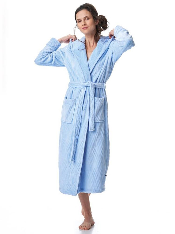 LGL 803  Długi Szlafrok Damski  Key niebieski