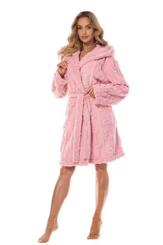 2403 Carina Szlafrok damski L&L różowy pudrowy	