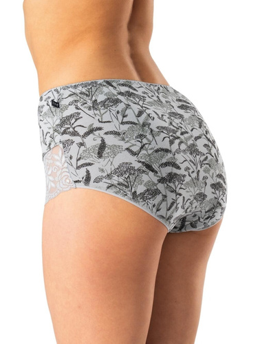 Figi damskie Key LPF 578 szary czarny– bawełna, komfortowe, 2 sztuki w opakowaniu