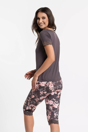 Piżama damska Moraj PDD4900-0286 brązowa wiskozowa z dekoltem V