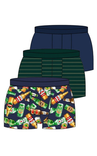 946/05 Bokserki męskie Cornette – bawełniane, granatowe, zielone, wzorzyste