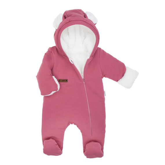 216270 Lala Pajac dresowy z luną Nicol – różowy kombinezon niemowlęcy z uszami, rozmiar 56-68