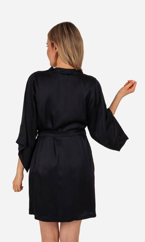 Ofelie Szlafrok damski satynowy ByShelly - czarny