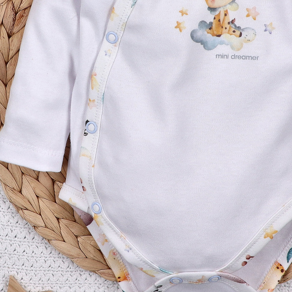 ABN-5602 Body kopertowe Nini Little Dreamers z bawełny organicznej dla niemowląt - bezniklowe napy, 100% bezpieczeństwa