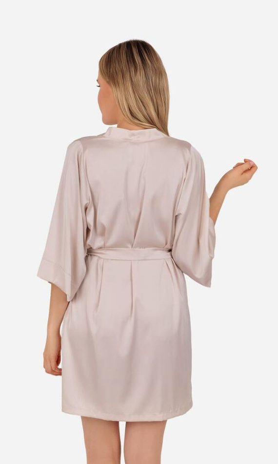 Liza Szlafrok damski satynowy ByShelly - beżowy