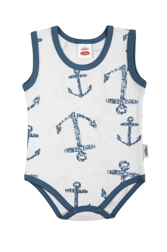 03226RN "BLUE SEA" body niemowlęce ramiączkach Makoma niebieski