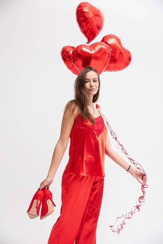 Caroline Komplet piżama damska DKaren - czerwona