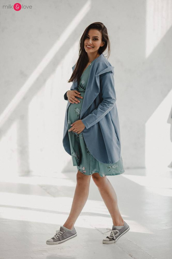 Two Ways MIDI Sukienka ciążowa i do karmienia Milk&Love granatowa w listki