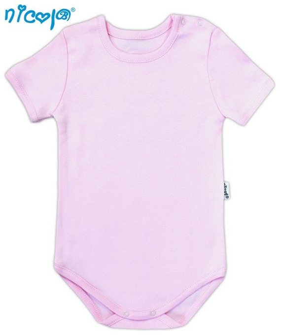 009 04 Body niemowlęce z krótkim rękawem "Basic" Nicol - różowy