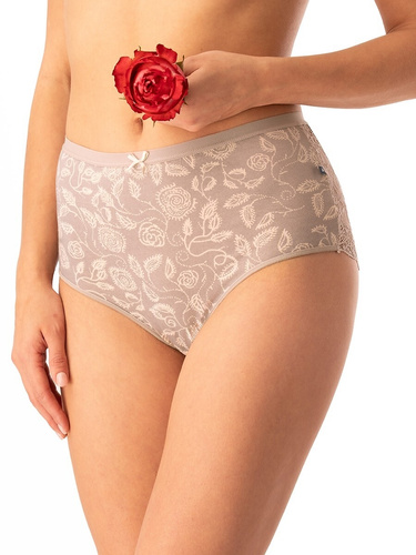 Figi damskie bawełniane Key LPF 590 beżowe– 2 sztuki w pudełku, koronka z tyłu