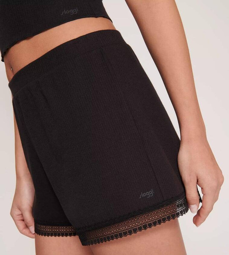 GO Ribbed Short krótkie spodenki piżamowe Sloggi - black