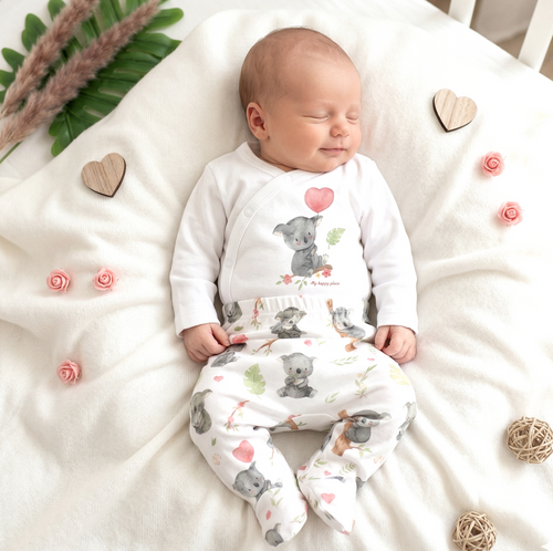 ABN-5632 Bawełniane body kopertowe Słodka Koala Nini organic 100% PL produkcja