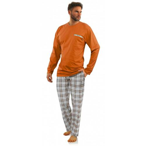 2379/29 Piżama Męska długi rękaw i spodnie Sesto Senso - pomarańczowy