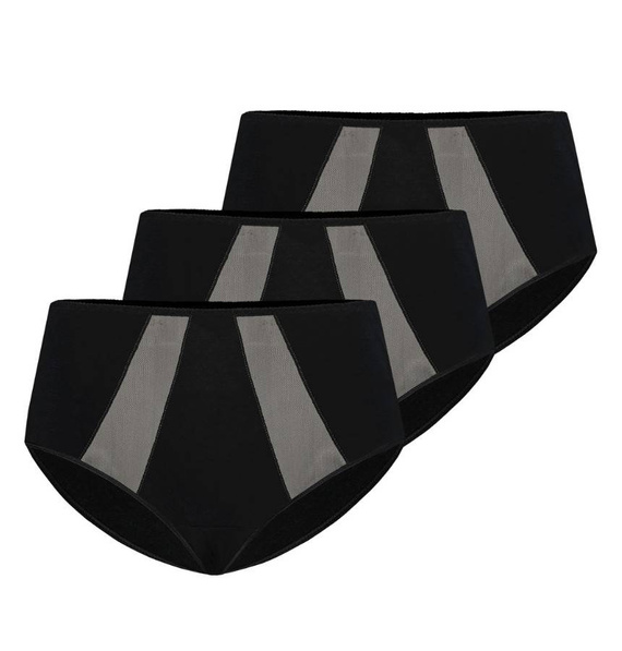 1125-3 Vicky Wielopak Figi z wysokim stanem Teyli - czarny