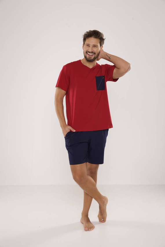 646 Kevin Piżama Męska De Lafense - bordo