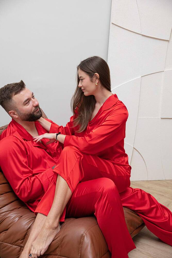 Amina satynowy komplet damski DKaren - czerwony