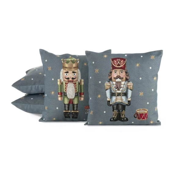 Chp 6082 Poszewka świąteczna gobelinowa Dziadek do orzechów Eurofirany popielaty