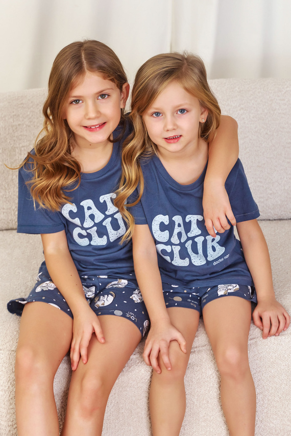 7205 "Cat club" Piżama dziecięca Unisex Doctor Nap - deep blue