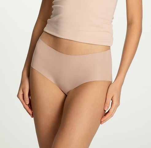 Figi damskie bawełniane Julimex Cotton Mood Maxi beżowe– bezszwowe, gładkie, wysoki stan