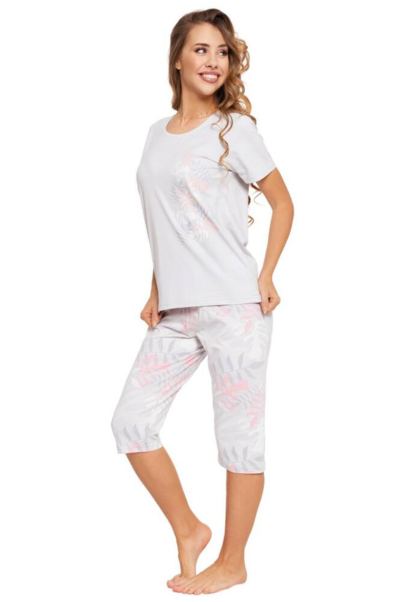 PDD4200-022 Piżama damska krótki rękaw, spodnie 3/4 Moraj - szary