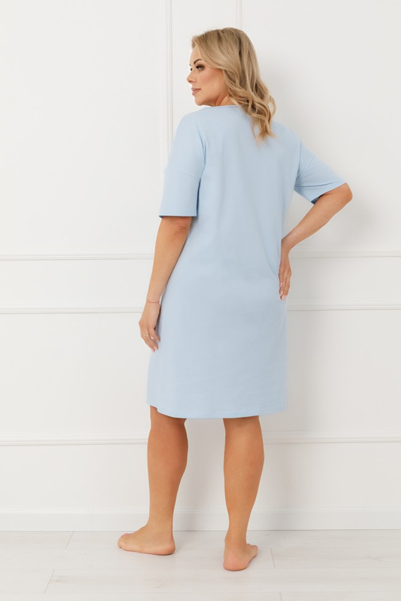 Koszula nocna damska ERULA Italian Fashion bawełna jersey krótki rękaw- niebieska