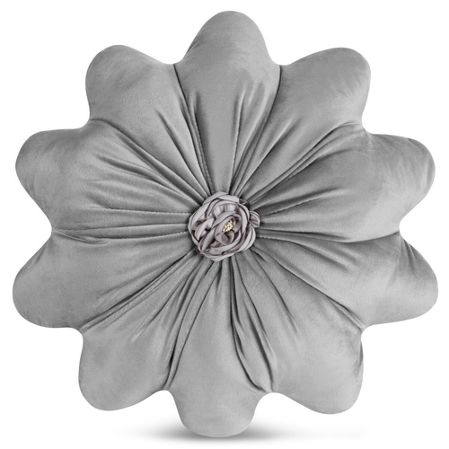Poduszka Flores 5 Eurofirany kwiatek 40 cm dekoracyjna srebrny