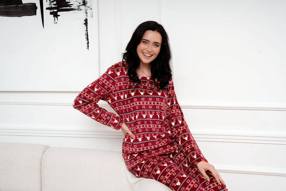 Islandia Polarowy Komplet Damski Italian Fashion - druk bordowy