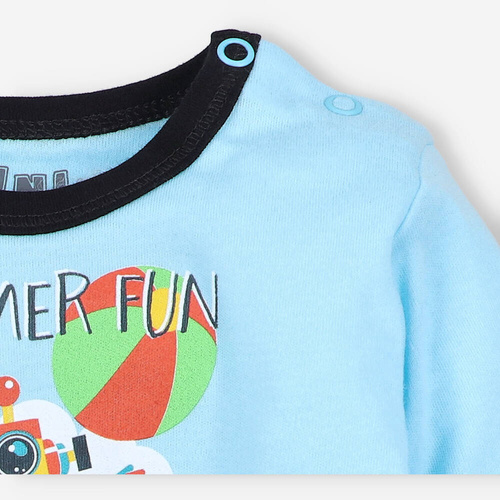 ABN-2936/TUR Summer Robots Bluzka z bawełny organicznej Nini turkusowy