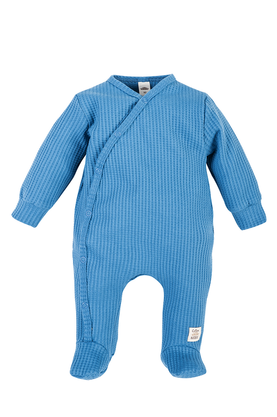 02249D "Natural Waffel" Pajacyk niemowlęcy Makoma denim