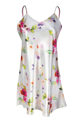 DK-HK Flowers Halka satynowa  koszulka damska DKaren - 10 biały