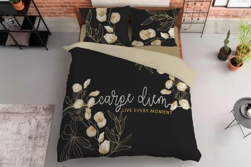 4408 A Holland 45 Pościel bawełniana Carpe diem Detexpol czarny