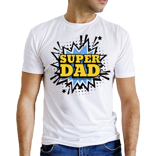 SKU M24 "Super dad" Koszulka męska Moocha biały